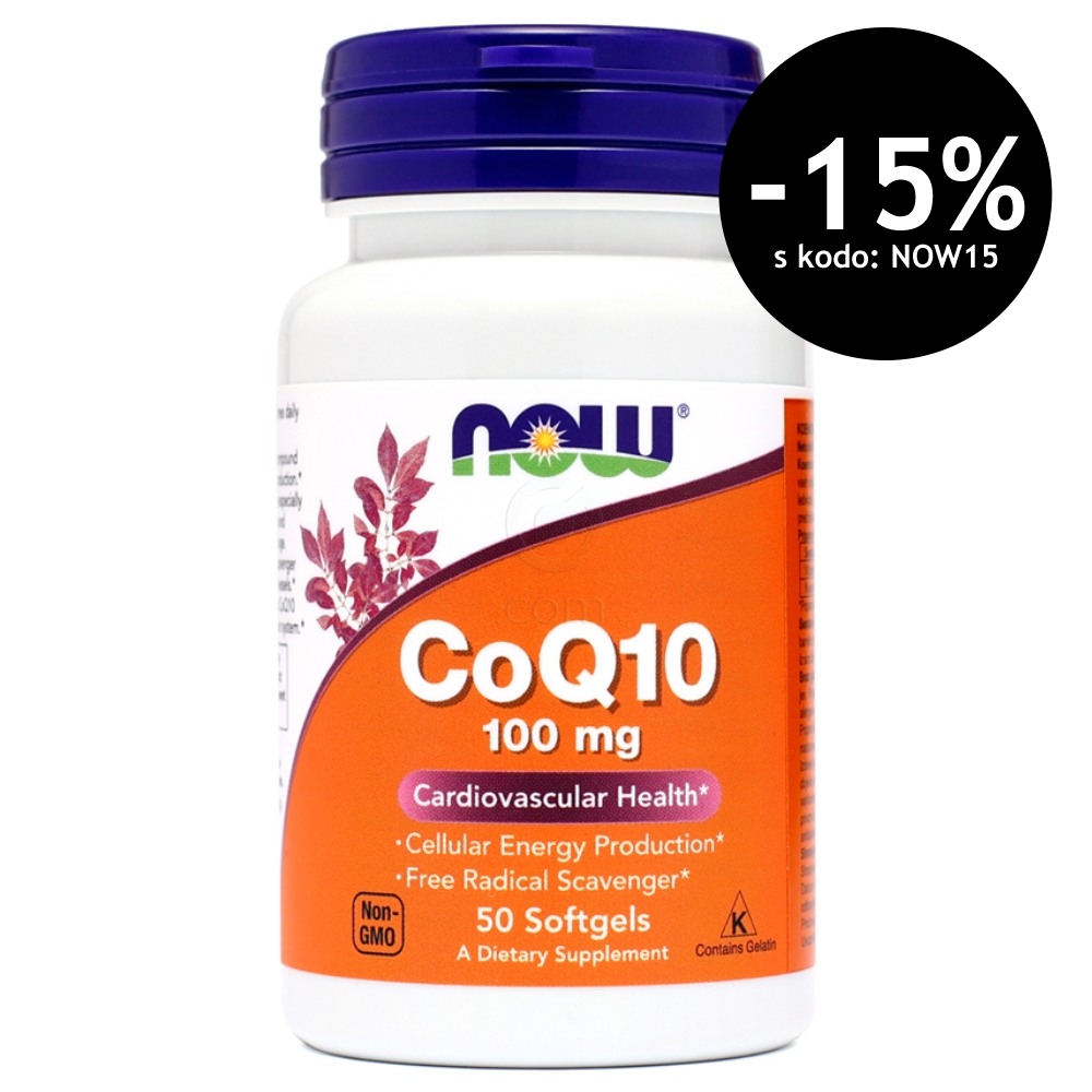 Koencim Q10 100 mg NOW, kapsule (50 mehkih kapsul)